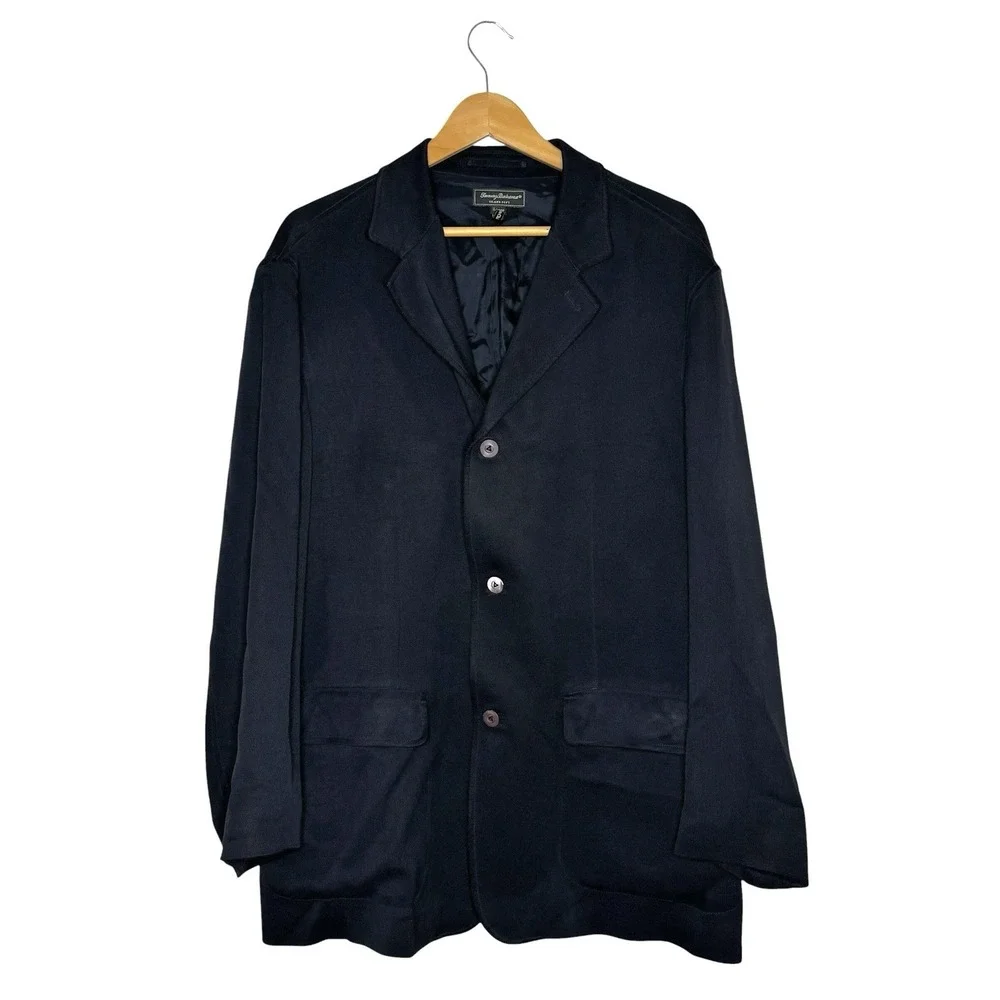 Tommy Bahama Men's Island Soft 100% Silk Sport Coat Blazer Size L Black